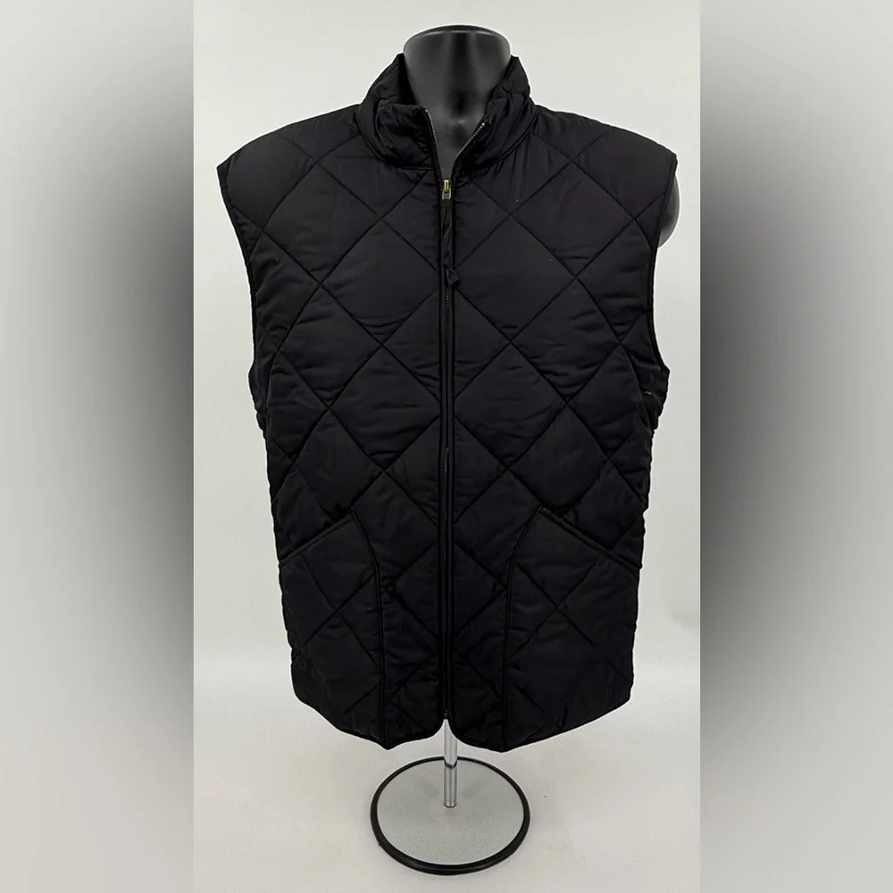 J.Crew Outerwear Quilted Puffer Vest Authentic Full Zip Black & Olive Men’s XL